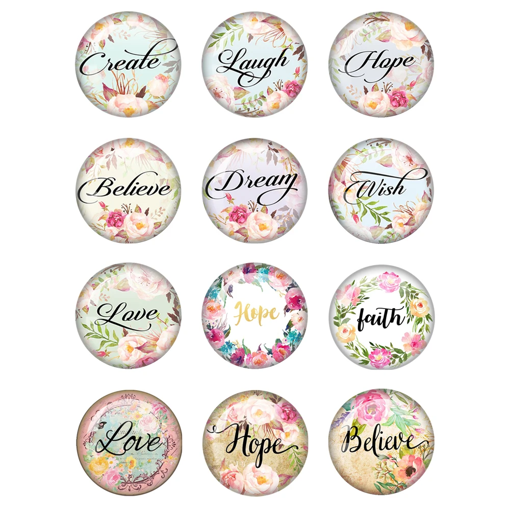 Classic Verse Bible Love Believe 12mm/18mm/20mm/25mm Round Photo Glass Cabochon Demo Flat Back Making Findings