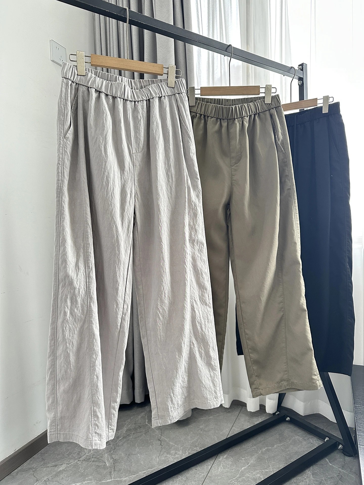 Men's Summer Lightweight Breathable Loose Casual Pants Quick Dry Moisture Wicking Mixed Lenzing Fabric High Waist Wide Leg