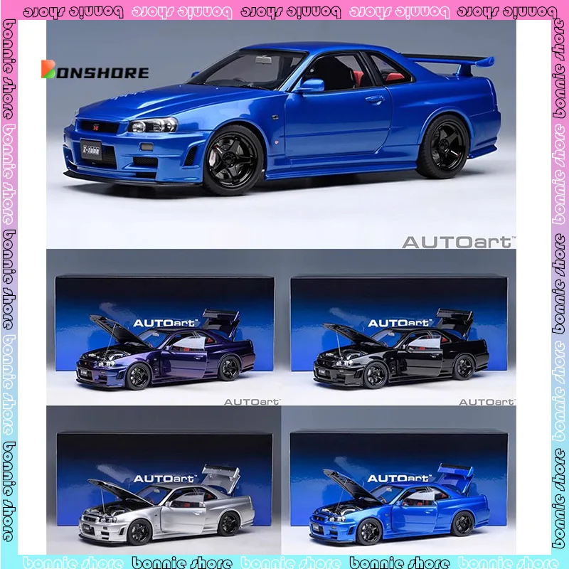 Autoart Car Model 1/18 Nissan R34 Gt-R Z-Tune Simulation Car Model Room Display Cars Model Boy Collection Toy Birthday Gift