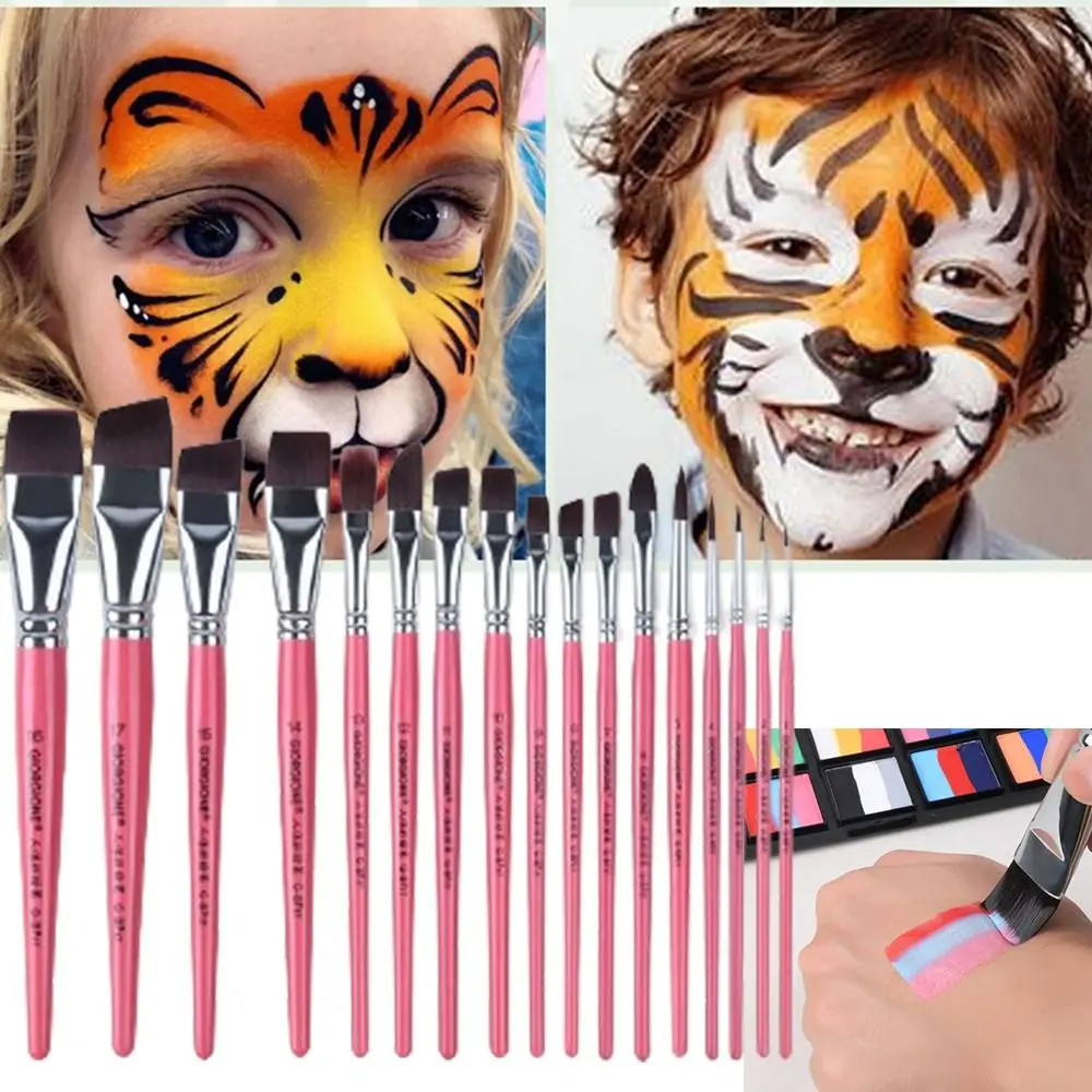 Body Pinting Face Body Art Paint Multifunctional Professional Paint Brushes Set Wooden Handle Portable Watercolor Brushes Kits