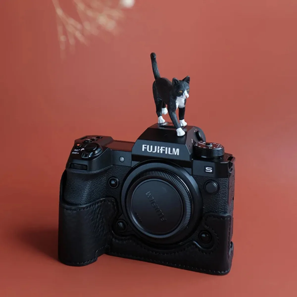 خمر حقيبة كاميرا جلدية حقيقية حقيقية حماية غطاء قاعدة حزام حزام ل فوجي فوجي فيلم XH2 XH2S X-H2 X-H2S