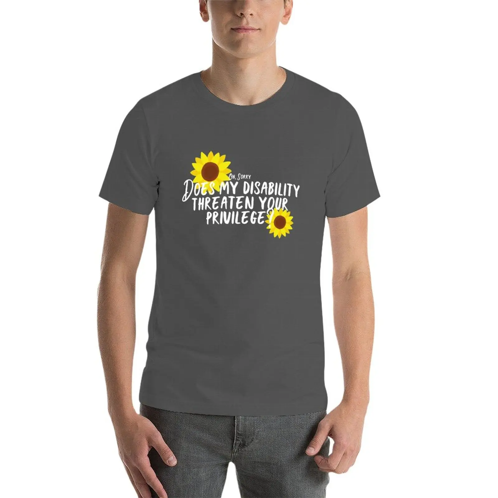 هل تهديد إعاقتي في امتيازك؟ (نص أبيض) تي شيرت g man تي شيرت للرجال تي شيرت أساسي #4