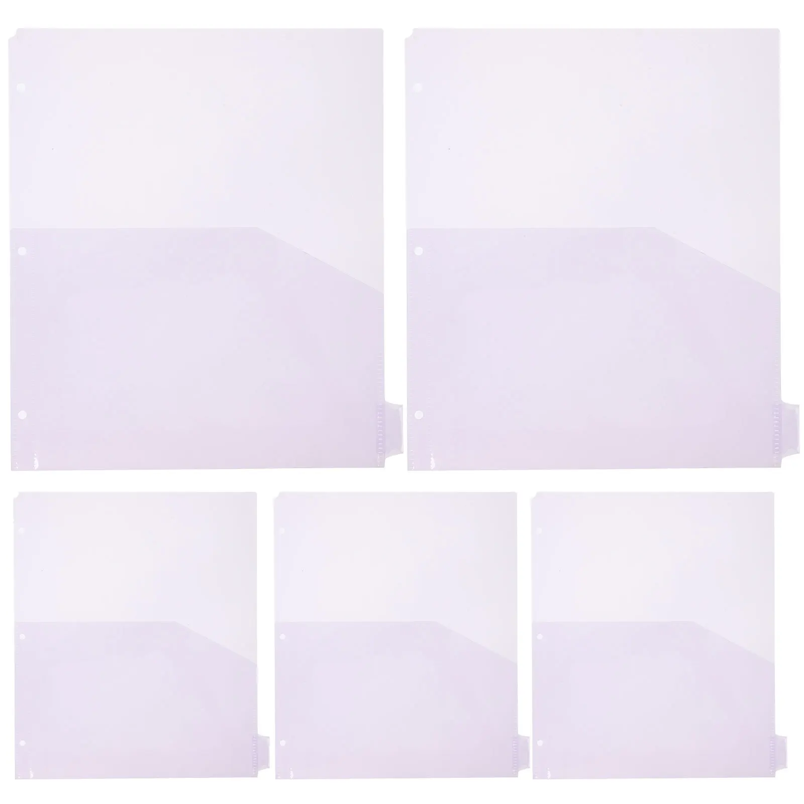 

8 pcs A4 3-Holes Punched Plastic Binder Pockets Transparent Pocket Dividers For Organizing Schedules Multifunctional Folder With