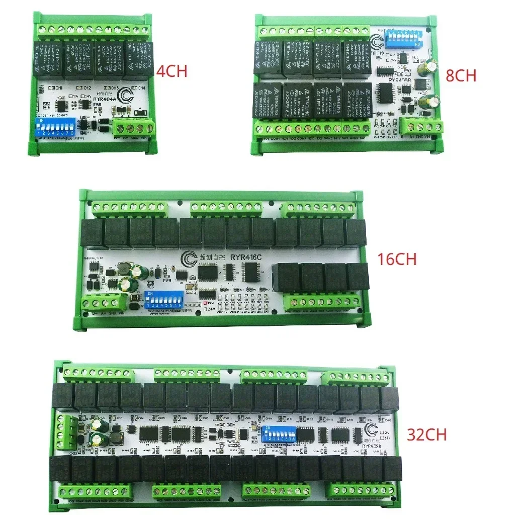 Простая настройка, 4-32 каналов, релейная плата Modbus, IOT RS485, сетевой ПК UART, модуль промышленного управления для ПЛК, HMI, TP PTZ