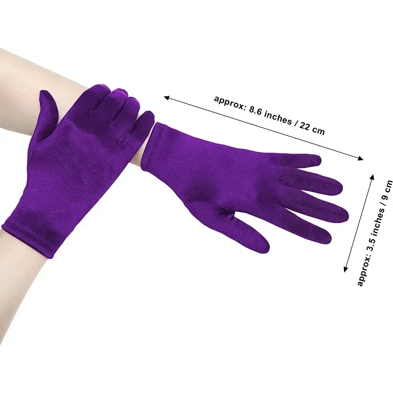 Short Opera Velvet Gloves for Women Flapper Stretchy Wrist Length Banquet Gloves Tea Party Halloween Costume Gloves