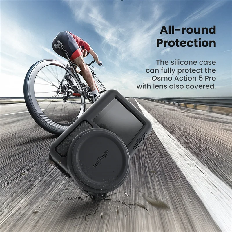 ABDE-Amagisn Silicone Protective Case With Lens Cover Protection Cover Action Camera Accessory For DJI Omso Action 5 Pro