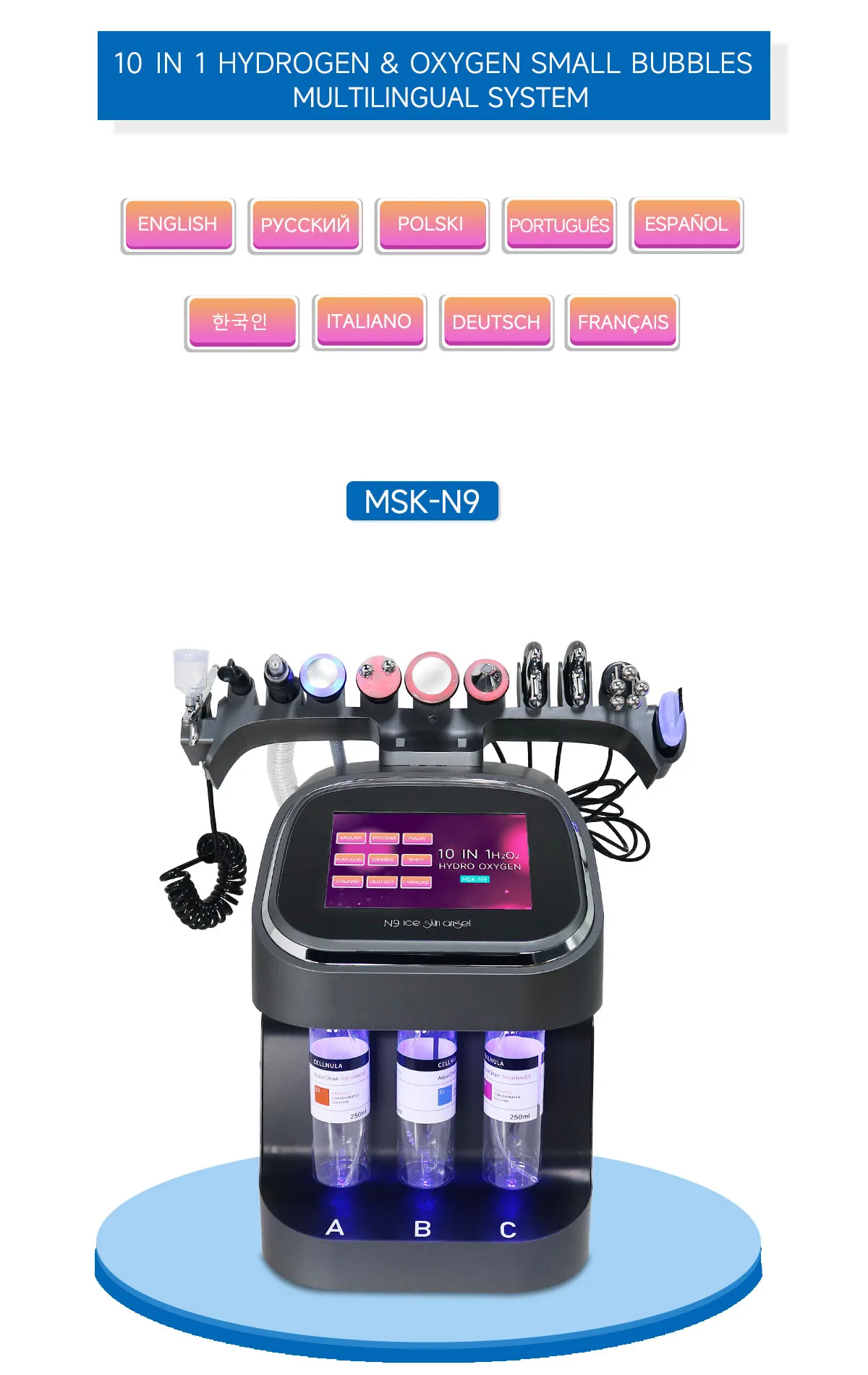 4QUEENS 10 in 1 Bubbles Skincare Facial spa Hydrogen Purification Face Cleaning Professional Beauty Machines