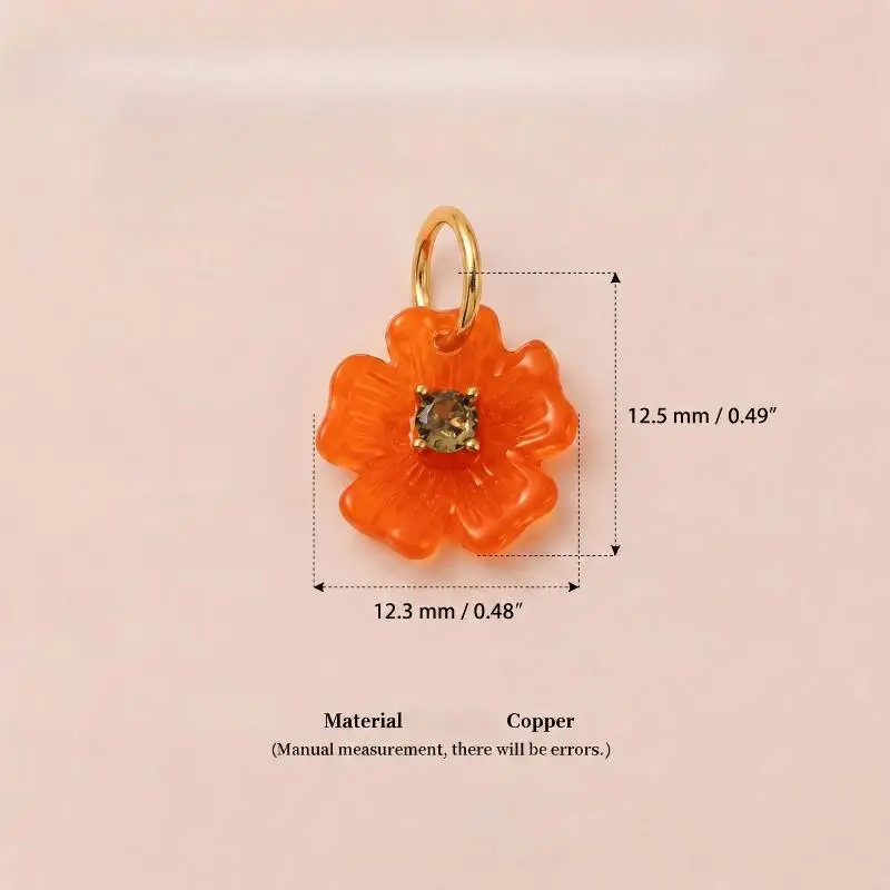 Resin Colorful Flower Zircon Charm Pendant For Diy Necklace Making Daily Wear Dating And Gifting Women