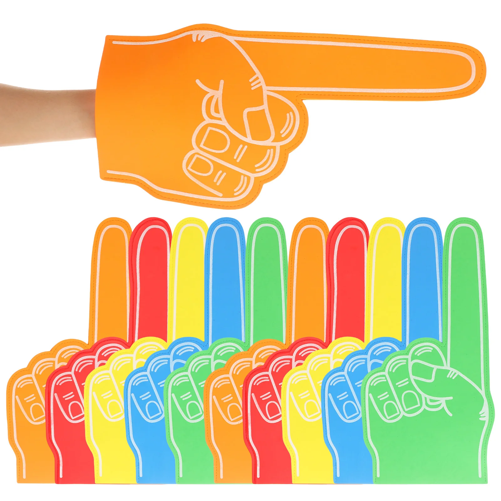 10 قطع من أصابع الرغوة الكبيرة رقم 1 تصميم يدوي عالمي لألعاب كرة القدم، مستلزمات الحفلات المريحة وخفيفة الوزن