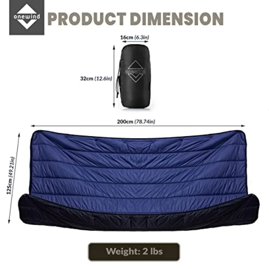 Camping Blanket Recycled Nylon Fabric Sorona Fillings Warm Puffy Breathable Windproof Packable Lightweight for Outdoor Hiking B