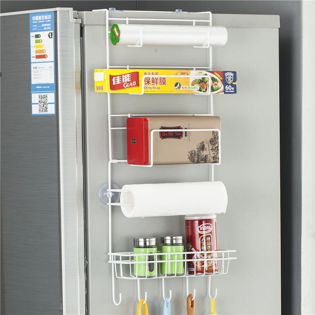 

Refrigerator Side Wall Shelf Fridge Organizer Rack White Storage Rack Suction Cups Strong Hold for Bottles Brushes