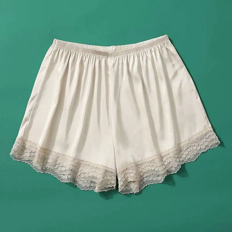 Phụ Nữ Mùa Hè Satin Lụa An Toàn Quần Short Ren Miếng Dán Cường Lực Quần Short Nữ Võ Sĩ Mềm Mại Thoáng Mát Bộ Đồ Ngủ Ngủ Đáy Tây Nam Không Bé Gái