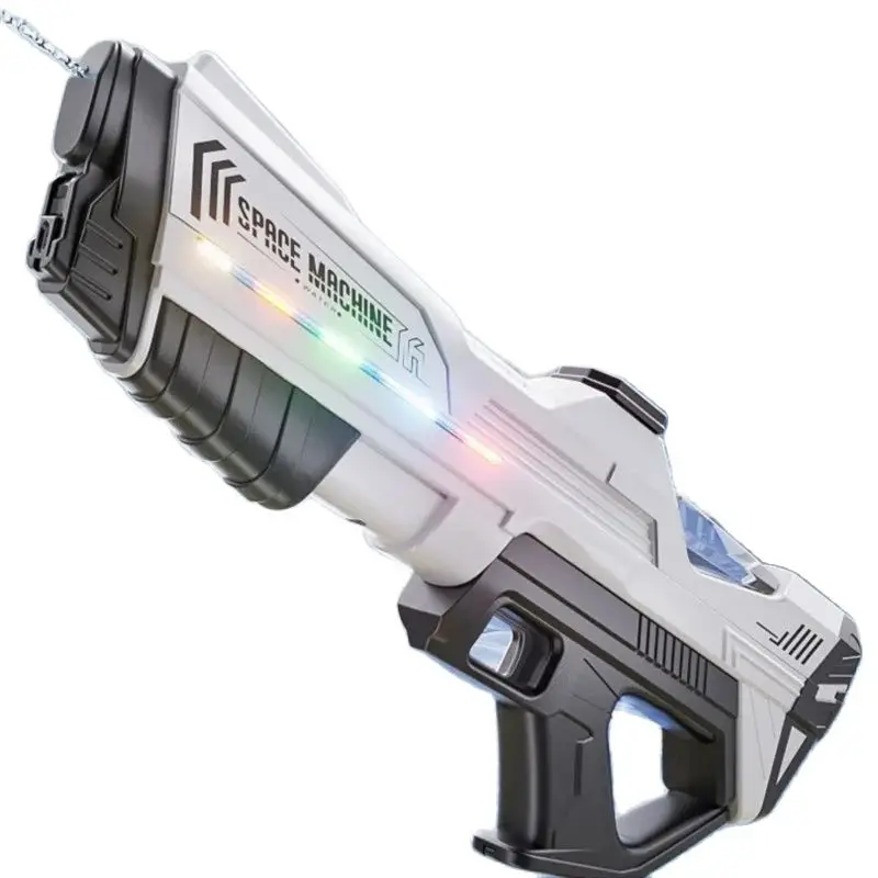 Pistola de água elétrica e manual 2 em 1, brinquedo com led, poderosa absorção automática de água, pistola blaster, piscina, brinquedos ao ar livre para crianças