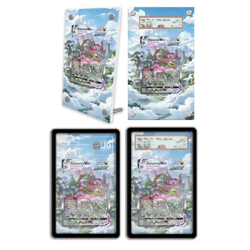 Étui de protection en acrylique pour figurine d'anime Pokémon Rayquaza Evolving Skies, avec porte-clés, édition limitée