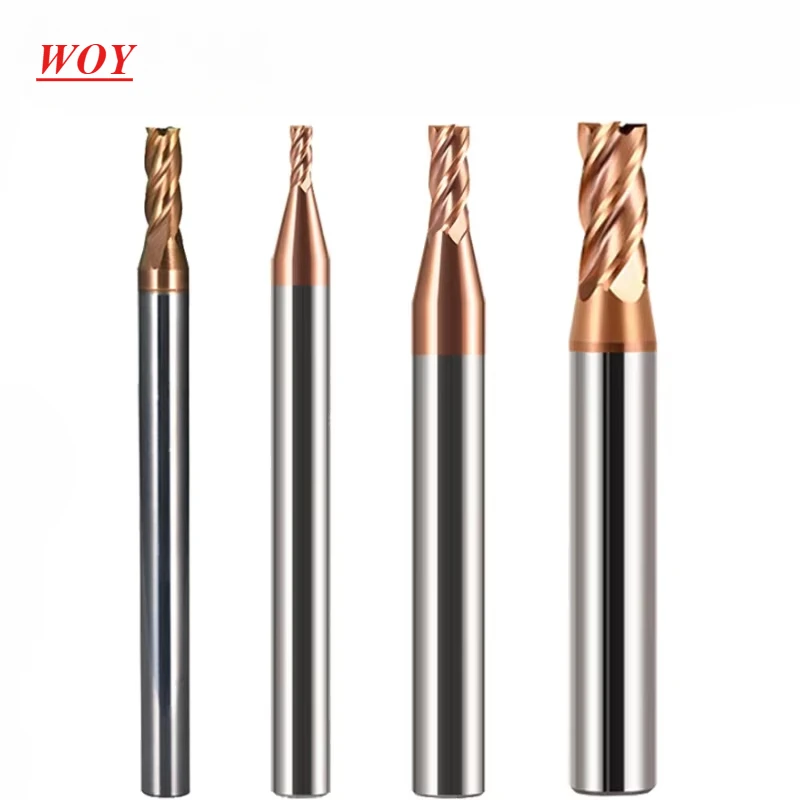 WOY Decimal Point End Mill HRC55 CNC Cutter Tools 4 Flute D1.1-D5.9mm Carbide Tungsten Steel Milling Cutter 4 6 Shank Milling