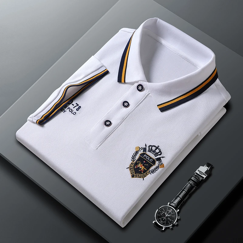 

Men's Summer Short Sleeve POLO Shirt Luxury Embroidery Half Sleeve T-shirt Lapel Comfortable Breathable Cotton Men's Clothing