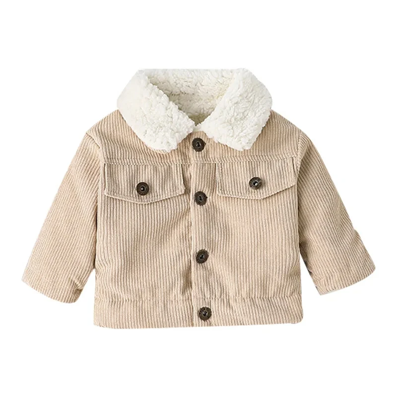 2024 Baby Autumn Clothes Corduroy Lamb Wool Kids Jackets for Girls Boys Coats Children Outerwear Clothing Infant Baby Tops