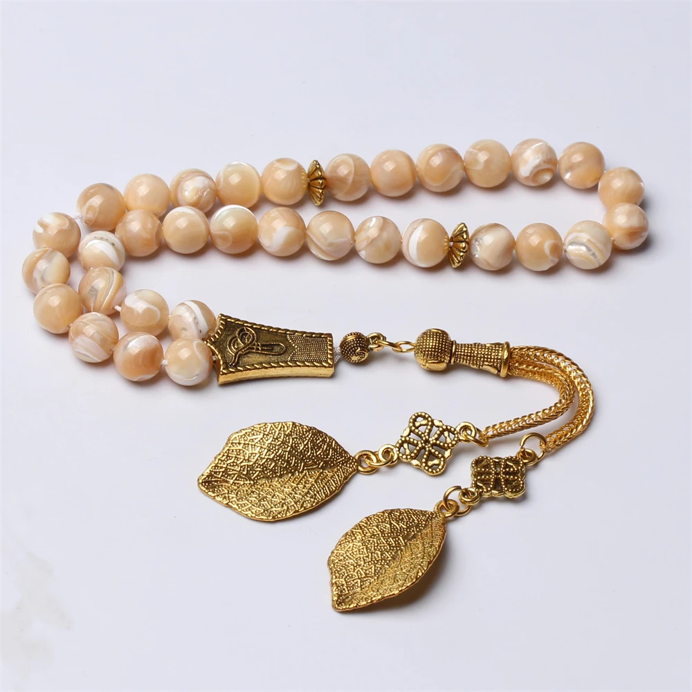 Natural shell tasbih 33 beads Tasbeh Muslim Prayer Colour rosary 8mm 10mm round tasbeeh sibha misbaha islamic masbaha