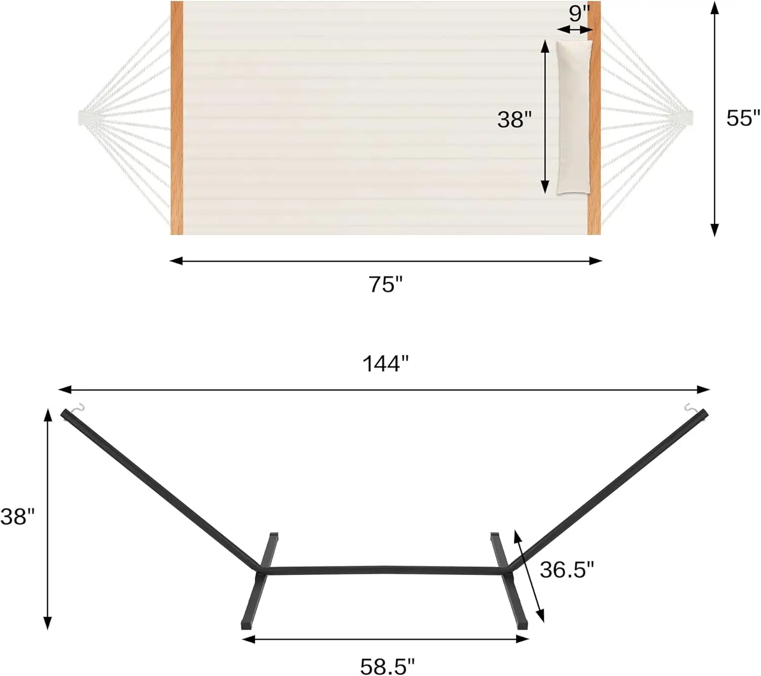 أرجوحة لشخصين مع حامل شديد التحمل، أرجوحة فناء خارجية مع حامل فولاذي محمول، أراجيح مزدوجة كبيرة، سعة 480 رطل