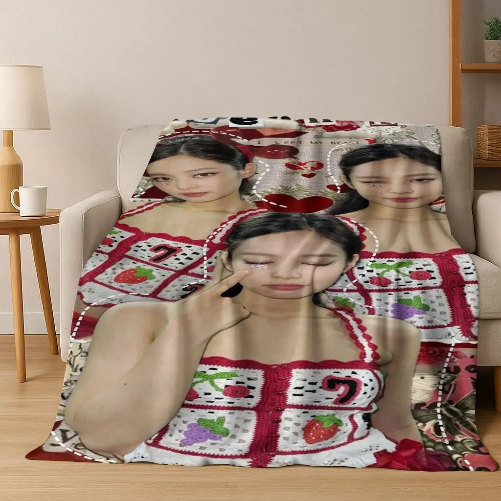 ثلاثية الأبعاد جيني كيم Kpop B-أسود الوردي المغني ستار الفانيلا بطانية لينة رمي بطانية للسرير غرفة نوم غرفة المعيشة السفر نزهة هدية #6