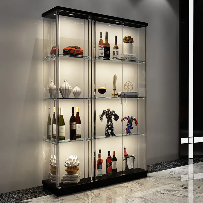 

Glass wine cabinet display cabinet modern simple wall wine light luxury high-end transparent commercial