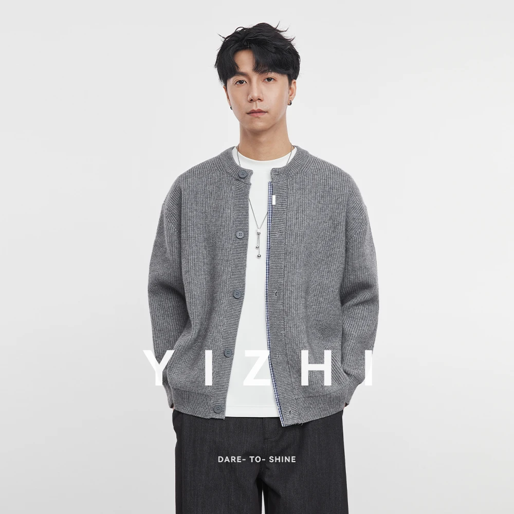 Fashion Men's Fake Two-piece Knitted Cardigan Sweater Jacket 2025 Autumn New Style Splicing Retro Casual Tops Trendy Male