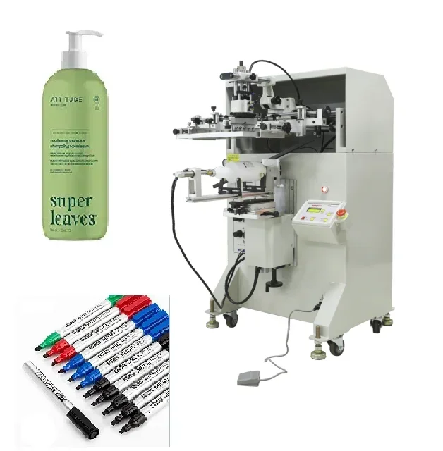 1200pcs/h Small semi-automatic screen printing machine shampoo bottle beverage bottle printing glass ABS PE PP plastic printi