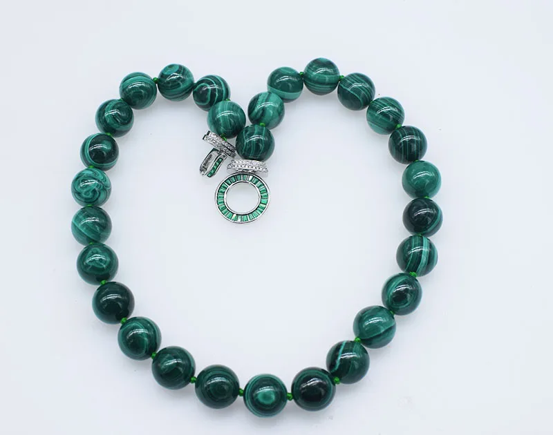 4A Malachite green round 14mm necklace bracelet43cm wholesale nature jewelry  beads