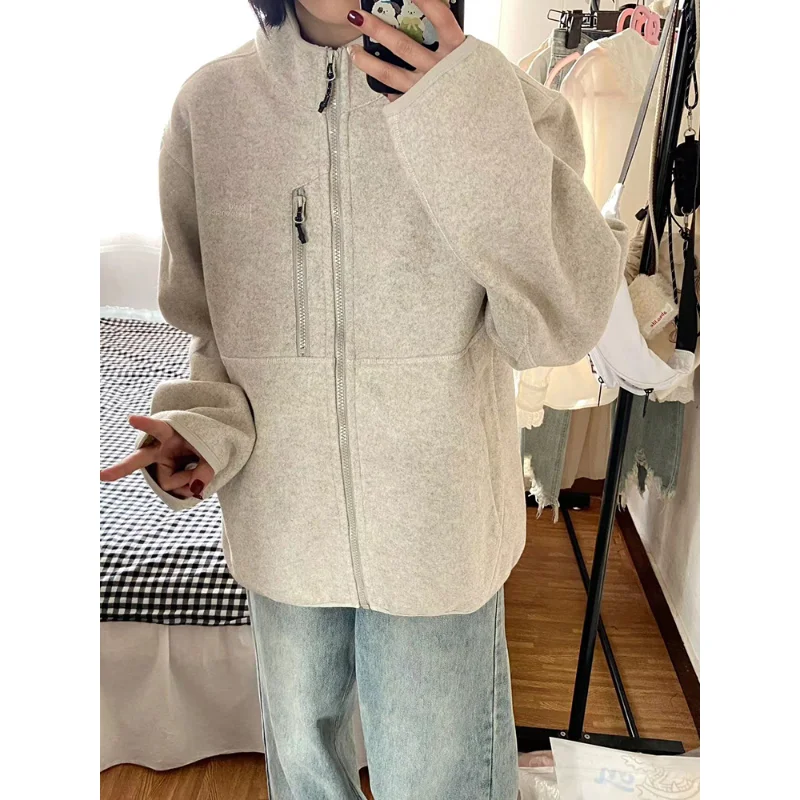 Fashionable Korean Personalized Stand Collar Zipper Sweatshirt Cardigan for Women 2024 Spring Autumn Loose Niche High end Jacket