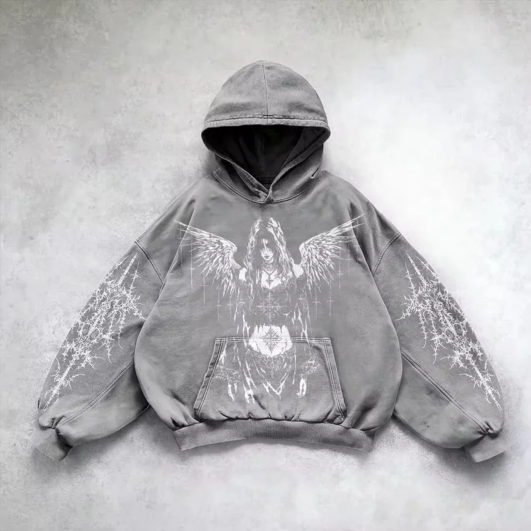 American Y2K New Trend Polar Fashion Padded Zipper Hoodie Women Street Hip Hop Joker Loose Sweater Couple Casual Punk Hoodie