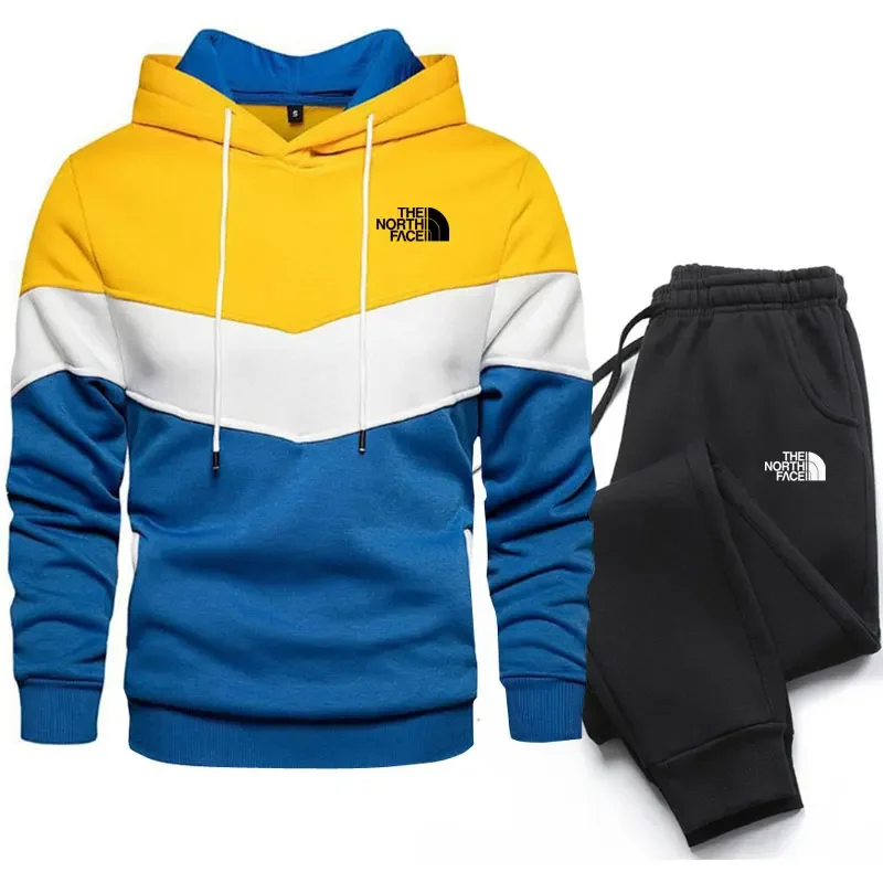 Chándal para hombre, sudaderas con capucha a rayas + pantalones de chándal, conjunto de 2 piezas, nueva moda, traje para correr informal diario de alta calidad para Otoño e Invierno