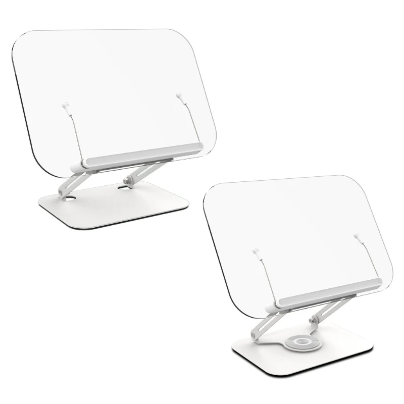 Adjustable Acrylic Book Stand, 360 Degree Rotatable Base Optional for Tablets Laptops and Cookbooks Folding Holder 87HC