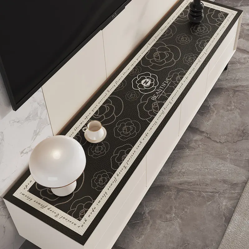 VIKAMA Leather Desk Mat Waterproof Oil-proof Washable Anti-slip for TV Stand Sideboard Shoe Cabinet