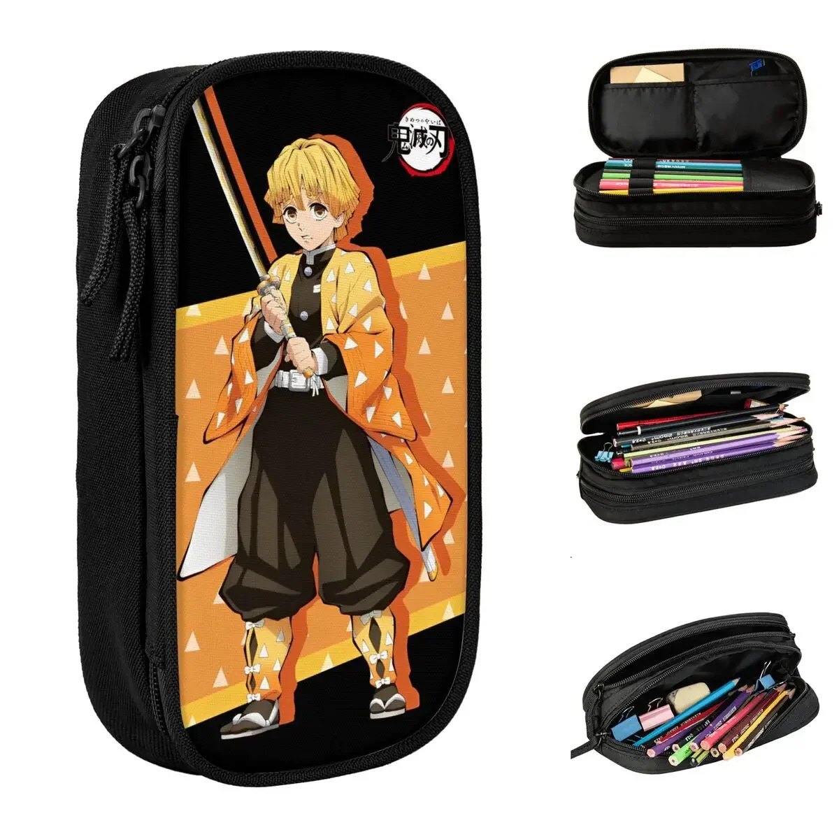 Fashion Zenitsu Demon Slayer Pencil Cases Pencilcases Pen for Girl Boy Large Storage Bags Students School Zipper Stationery