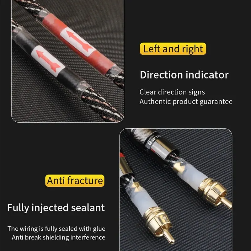 YYAUDIOHIFI Stereo RCA Audio Cable 6N OFC Male to Male 2RCA to 2RCA Audio Cable with Gold Plated Connector Plug For CD Amplifier