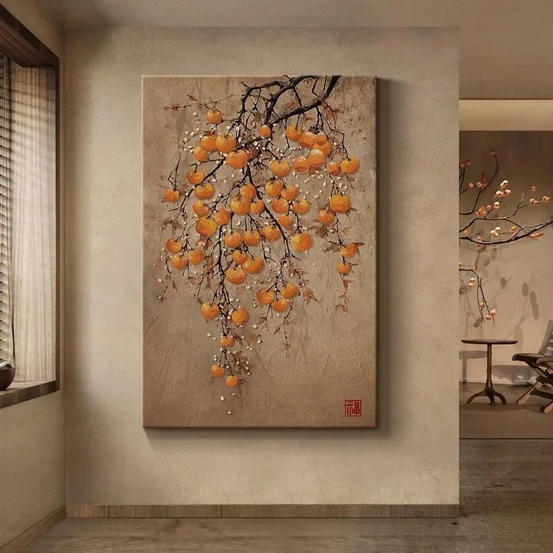 Persimmon Ruyi Entrance Decorative Painting 2025 New Meaning Good Restaurant Hanging Painting High-end Entry Door Living