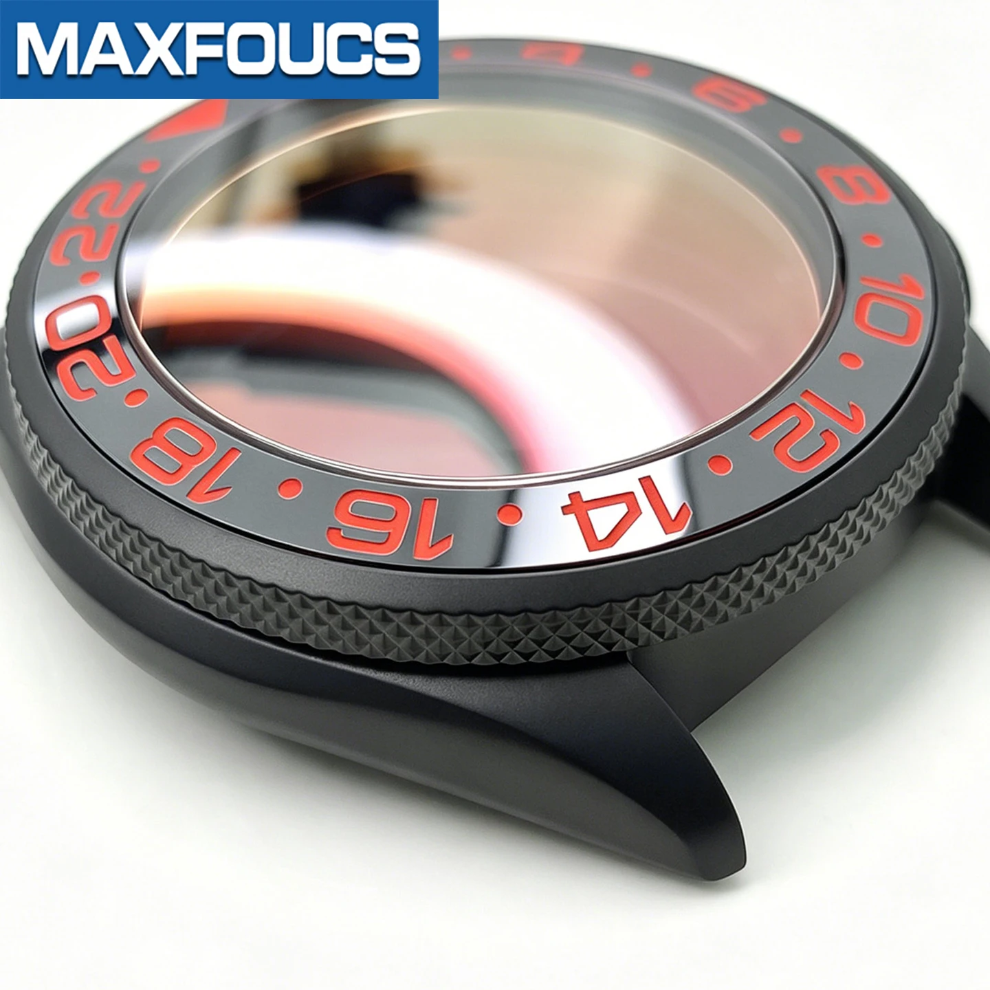 Gerändeltes, mattschwarzes Uhrengehäuse für SKX SKX007 NH35 NH36 4R36 NH34 4-Uhr-Position MOD Stahl Uhrengehäuse Teile Saphirkronen Custom – Detail 15