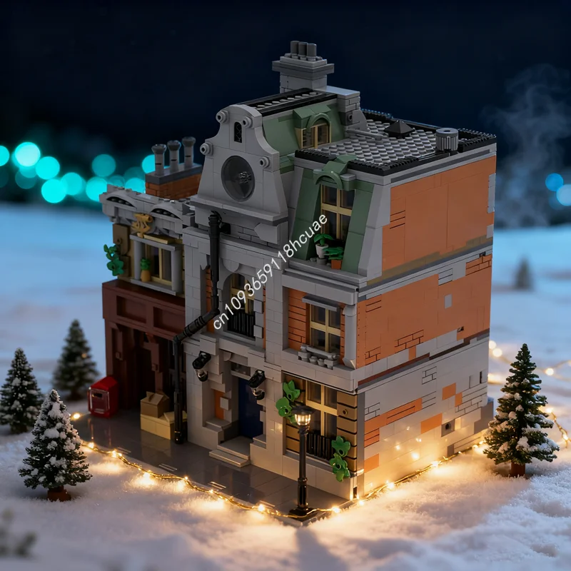 

2324 шт. MOC антикварный книжный магазин, городской дом, модульная модель, строительные блоки, сборка, идея «сделай сам», рождественский подарок, игрушки, кирпич