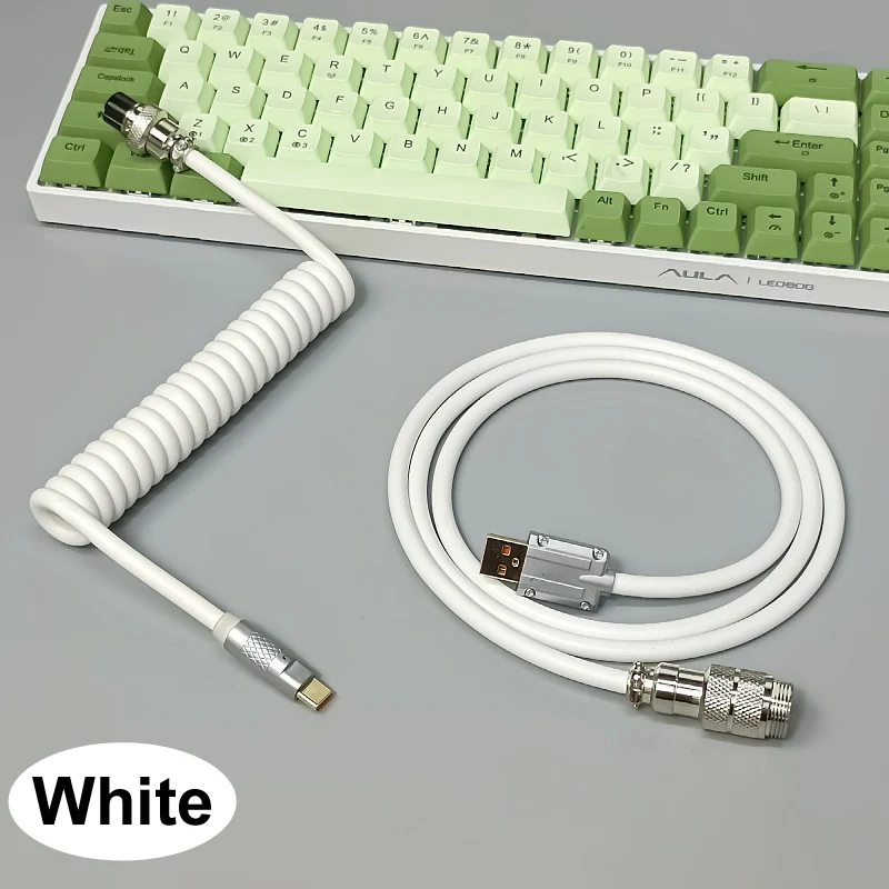 Teclado mecánico en espiral de PU 1,8 de 6,0 M, Cable de luz de Color RGB GX16, tipo C, USB, Cable de carga para teclado en espiral para juegos