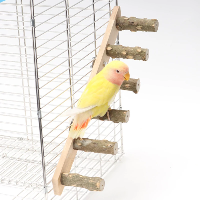 4/6 Steps Wood Ladder Pet Interactive Bird Parrot Toy Ladder for Hamster Cage Funny Grinding Stick Climbing Toy Bird Accessories