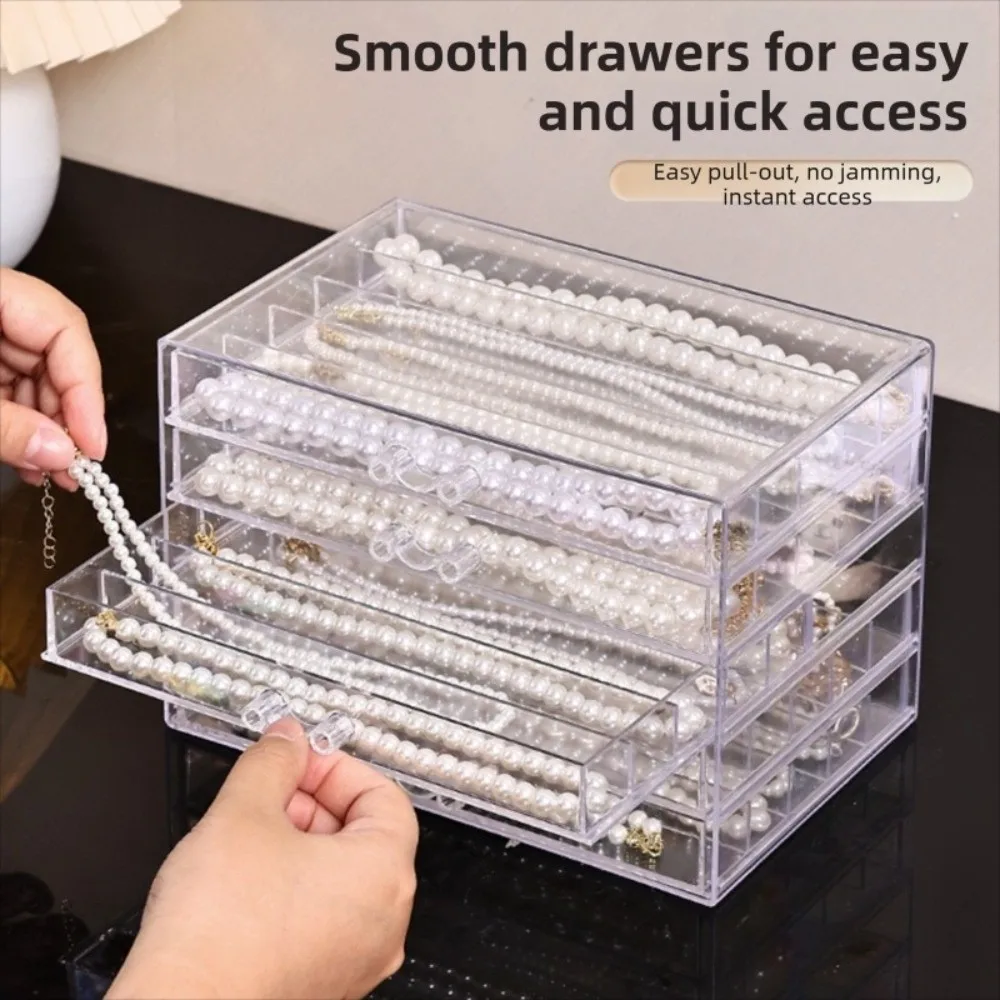 

3/5 Layer Transparent Necklace Storage Box Waterproof Dust-proof Jewelry Tray Large Capacity Plastic Jewelry Storage Drawer