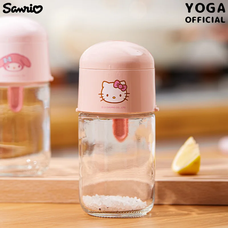 Kawaii Miniso Hello Kitty Cinnamoroll My Melody Kuromi 180ML Genuine Cartoon Kitchen Cooking Controlled Seasoning Jar