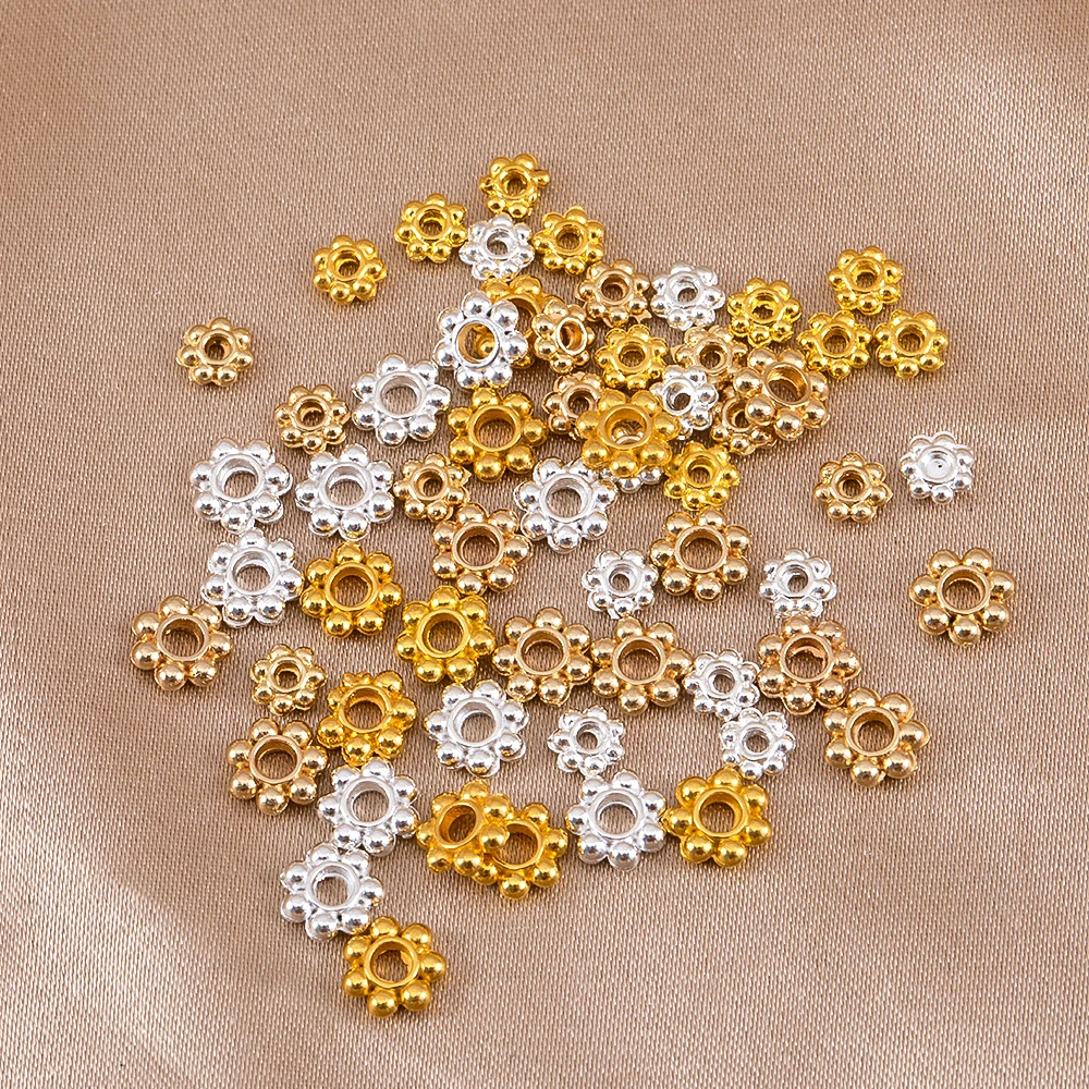 

50ps Copper Snowflake Spacer Beads Never Fade Flat Beads For Diy Necklace Bracelet Bead Jewelry Making Needlework Accessory