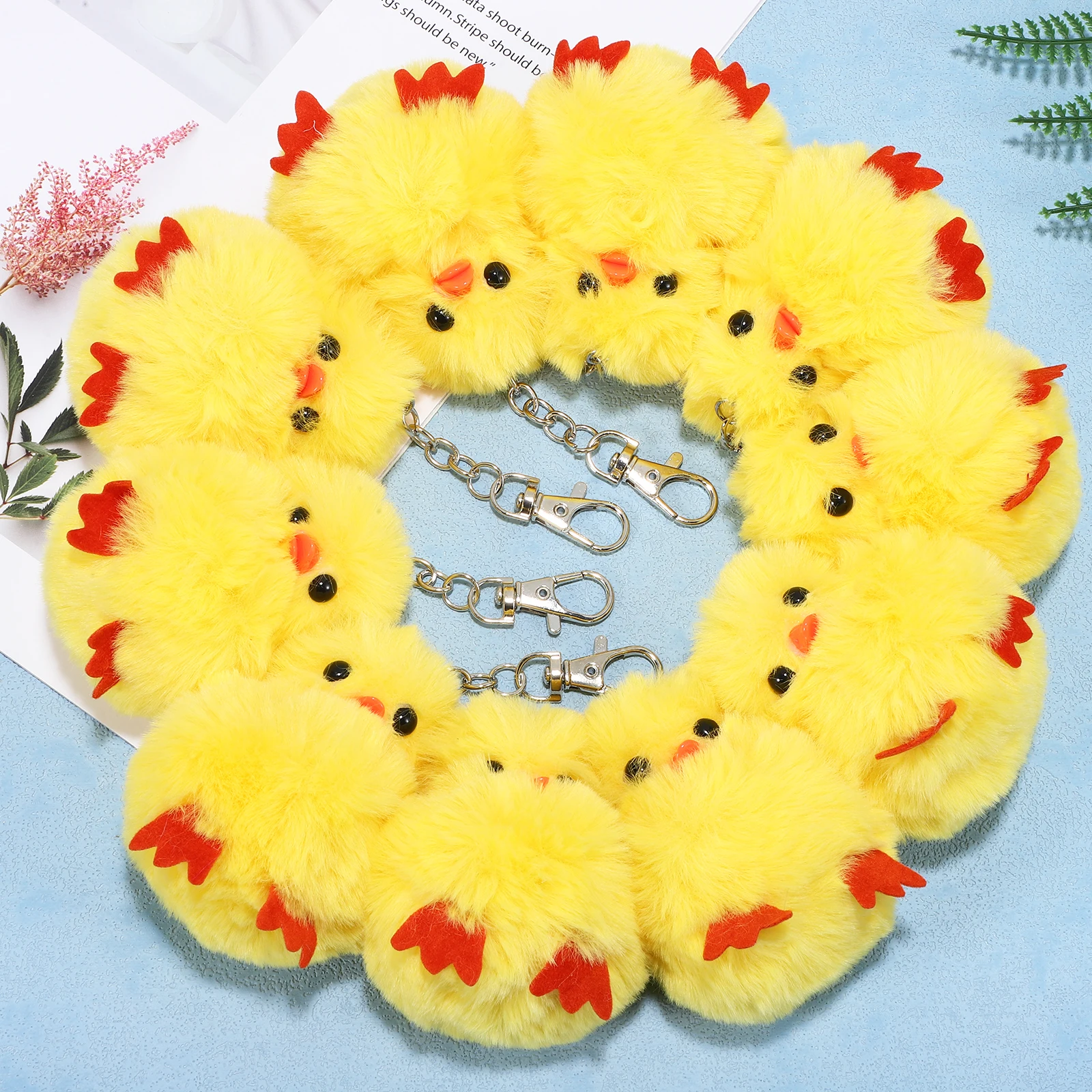 

10 Pcs Little Keychain Cute Animal Pendant Stuffed Decorate Accessories Bag Keyrings
