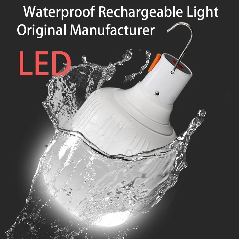 2PCS USB Rechargeable LED Bulb with Hook Portable Emergency Light for Outdoor Camping Fishing Hiking Security
