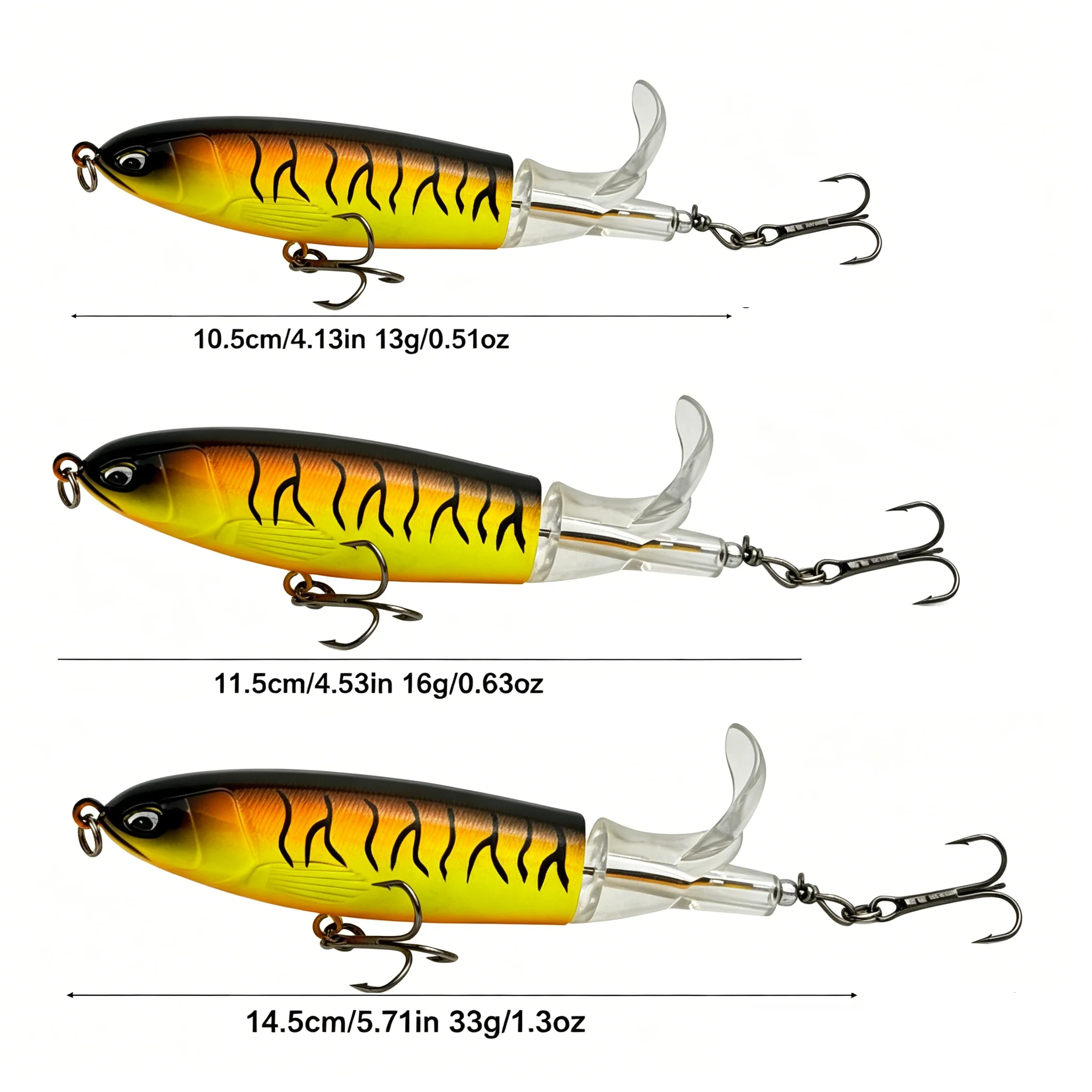 10/11/14cm Topwater Fishing Lure Whopper Popper Artificial Bait Hard Plopper Soft Rotating Tail Fishing Tackle Fishing Bait view 2