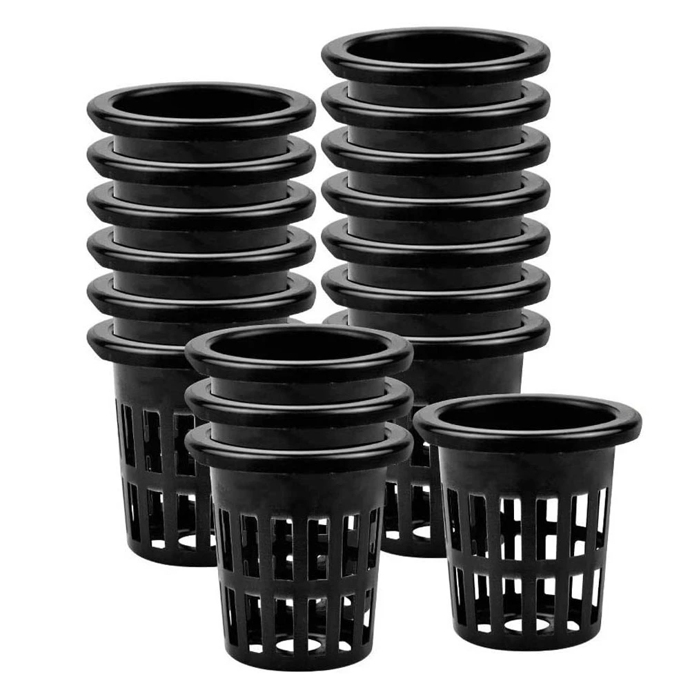 

100 Pack Net Cups Slotted Mesh Wide Lip Filter Plant Net Pot Bucket