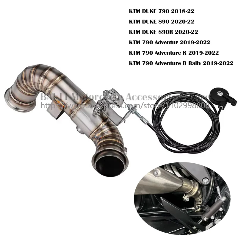 Para motocicletas DUKE 790, Duke 890, 890R, 790 Adventure R, Duke 790 R Rally: Tubo de enlace intermedio de escape con válvula