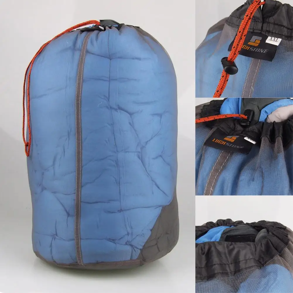 Bolsa de lavandería ultraligera para senderismo y escalada, bolsa de almacenamiento con cordón de malla deportiva para acampar, precio de fábrica, S-XXL