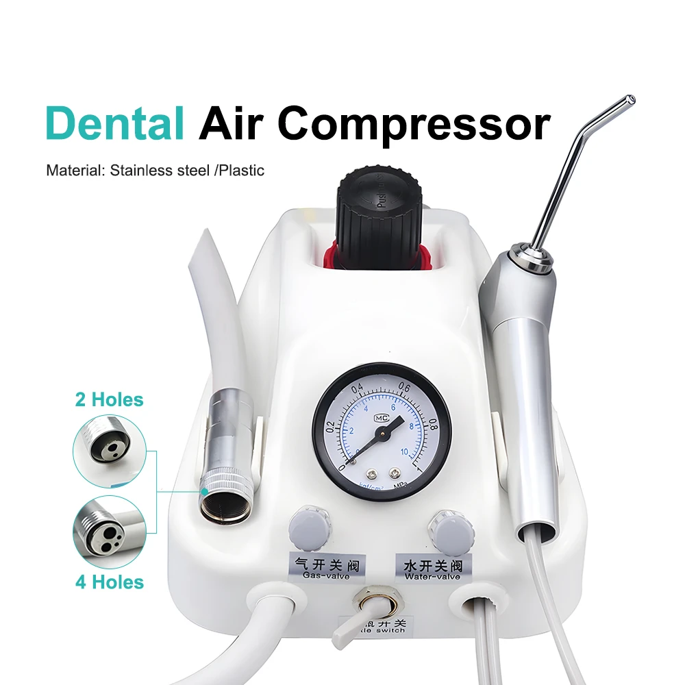 

Portable Dental Turbine Unit With Air Compressor 3 Way 2/4 Hole Syringe Teeth Whitening Dentistry Equipment Dental Tools